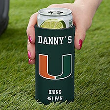 NCAA Miami Hurricanes Personalized Slim Can Cooler - 36415