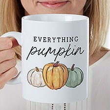 Personalized Oversized Coffee Mug - Fall Family Pumpkins - 36417