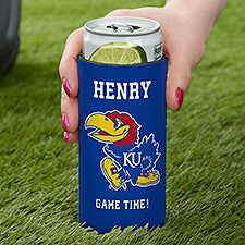 NCAA Kansas Jayhawks Personalized Slim Can Cooler  - 36449