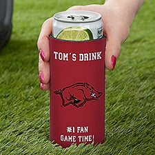 NCAA Arkansas Razorbacks Personalized Slim Can Cooler  - 36455