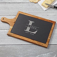 Personalized Slate & Wood Paddle - Lavish Last Name - 36531