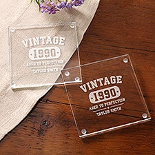 Engraved Glass Coaster - Vintage Birthday - 36544