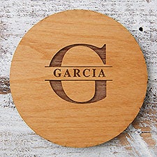 Lavish Last Name Engraved Wood Coaster - 36554