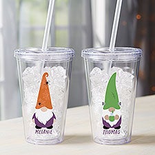 Acrylic Tumbler With Straw Bad to the Gnome Double Wall 16 Oz Hot or Cold  Scandinavian Biker Gnome Design Phrase Saying Quote 