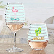 Personalized Tritan Unbreakable Wine Glass - Beach Fun - 36778