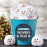 Personalized Metal Bucket - Warm Winter Wishes Snowball Fight - 36801