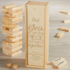 Dad Pieces Our Family Together Personalized Jumbling Tower Game with Wood Case - 36805