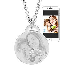 Personalized Photo Round Pendant Necklace  - 36819D