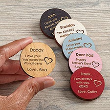 Personalized Wood Pocket Token - His Loving Heart - 36836