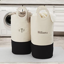 Embroidered Canvas Laundry Hamper  - 36873