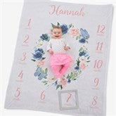 Butterfly Kisses Baby Girl Milestone Personalized Fleece Blanket  - 36897