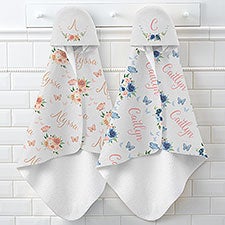 Butterfly Kisses Baby Girl Personalized Baby Hooded Towel - 36899