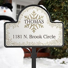 Silver and Gold Snowflakes Personalized Magnetic Garden Sign - 36910