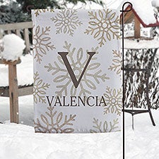 Personalized Silver and Gold Snowflakes Garden Flag - 36911