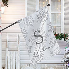 Silver and Gold Snowflake Personalized House Flag - 36912