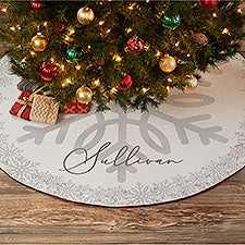 Personalized Silver and Gold Snowflake Christmas Tree Skirt - 36914