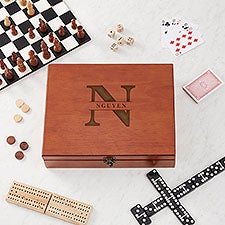 Lavish Last Name Personalized 7-in-1 Game Set with Wood Case  - 36955
