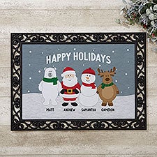 Personalized Christmas Doormats - Santa and Friends - 36977