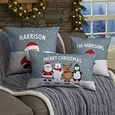 Personalized Christmas Throw Pillow - Santa and Friends - 36978