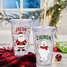 Personalized 17 oz. Insulated Acrylic Tumbler - Santa and Friends - 36981