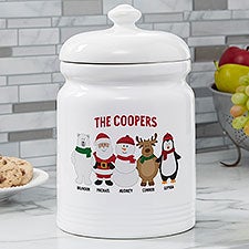 Personalized Christmas Cookie Jar - Santa and Friends - 36986