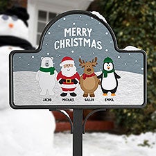 Personalized Magnetic Garden Sign - Santa and Friends - 36987