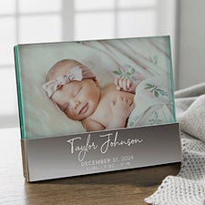 Simple & Sweet Engraved Glass Block Baby Picture Frame - 36994