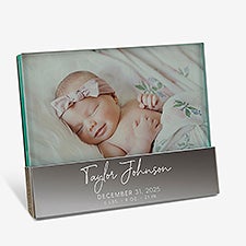 Simple  Sweet Engraved Glass Block Baby Picture Frame - 36994