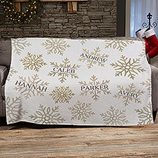 Personalized Blanket - Silver and Gold Snowflakes - 37025