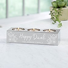 Diwali Personalized 3 Tea Light Candle Holder  - 37038