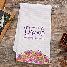 Diwali Personalized Waffle Weave Kitchen Towel  - 37046