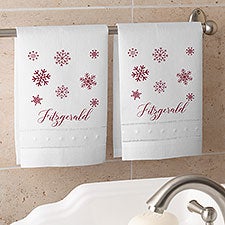 Personalized Linen Guest Towel Set - Winter Wonderland  - 37053