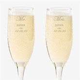 Personalized Crystal Wedding Champagne Flutes - Mr and Mrs Collection - 3706