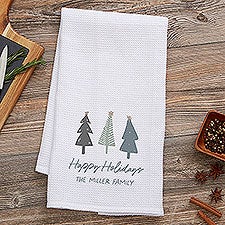 Personalized Waffle Weave Kitchen Towel - Christmas Aspen - 37060