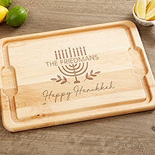 Spirit of Hanukkah Menorah Personalized Maple Cutting Boards - 37092