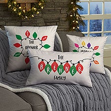 Holiday Lights Personalized Christmas Throw Pillow  - 37143
