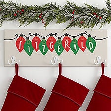 Personalized Christmas Stocking Hanger - Holiday Lights - 37146