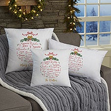 Merry Family Personalized Christmas Throw Pillow  - 37152