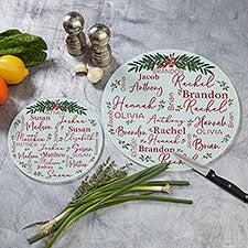 Personalized Round Glass Cutting Boards - Merry Family - 37156
