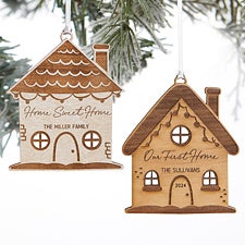 Christmas Cottage Personalized Wood Ornament  - 37162