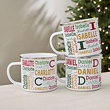 Personalized Enamel Mug - Christmas Repeating Name - 37170