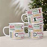 Personalized Enamel Mug - Christmas Repeating Name - 37170