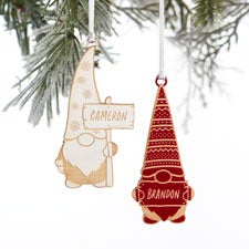 Christmas Gnome Personalized Wood Ornament  - 37194