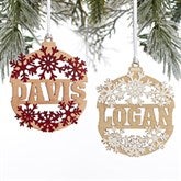 Snowflake Name Personalized Wood Ornament  - 37205