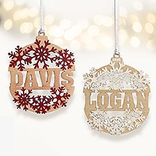 Snowflake Name Personalized Wood Ornament  - 37205