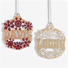 Snowflake Name Personalized Wood Ornament  - 37205
