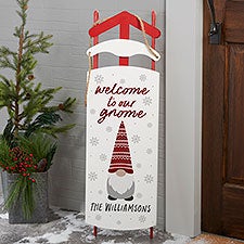 Personalized Decorative Wooden Sled - Christmas Gnome - 37216