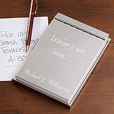 Engraved Silver Flip Notepad - Signature Design - 3722