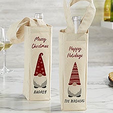Personalized Wine Tote Bag - Christmas Gnome - 37222