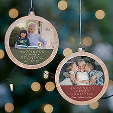 Personalized Lightable Frosted Glass Ornament - Happiness Is Being A Grandparent - 37238
